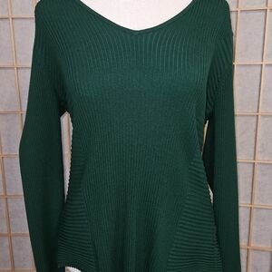 INC Forest Green Ribbed Sweater
